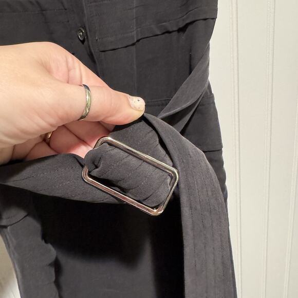 Equipment Black Silk Shirt Dress Belted Size Medium - Picture 3 of 8